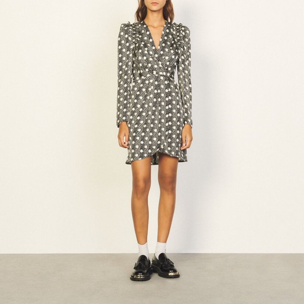 BRAND NEW Sandro Short Flowing Print Dress